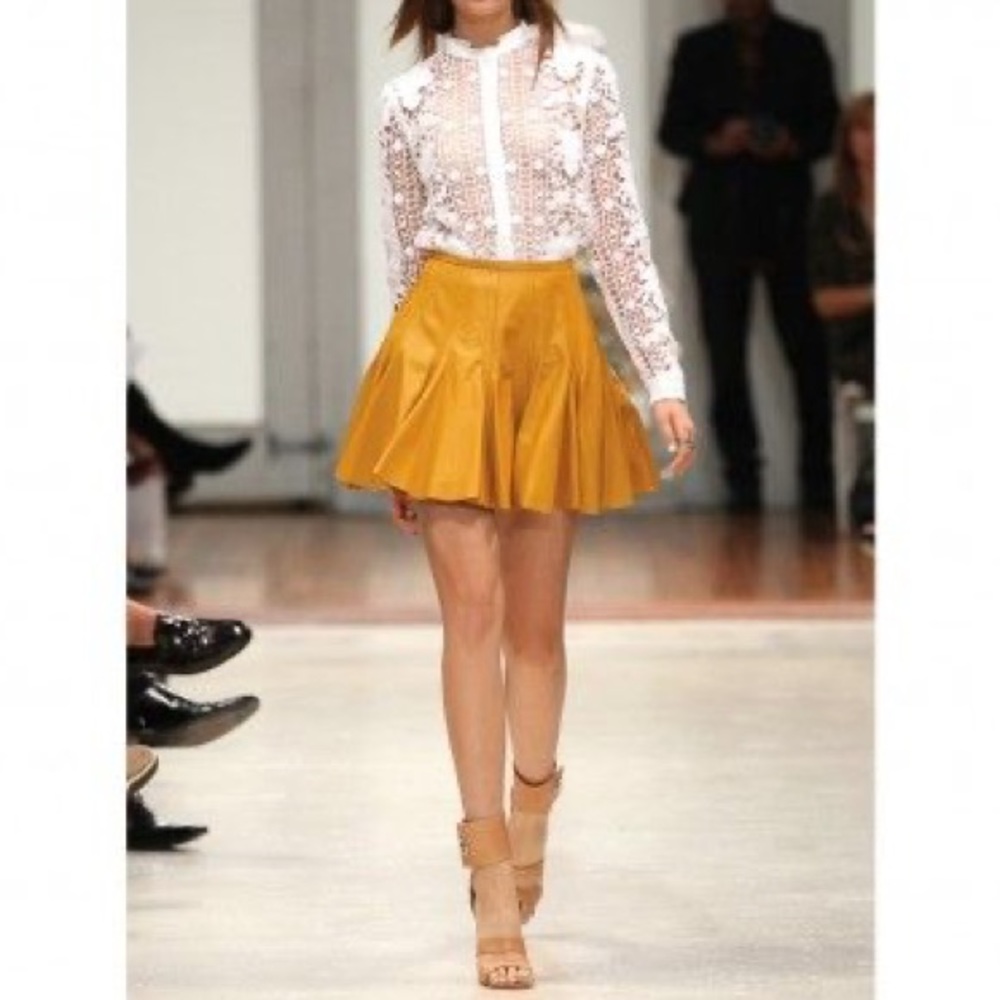 Zimmermann Yellow Halcyon Leather Flip Skirt